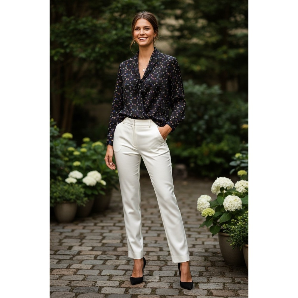 NWT Derek Lam‎ 100% Silk Geometric Diamond Print Draped Neck Blouse S $995